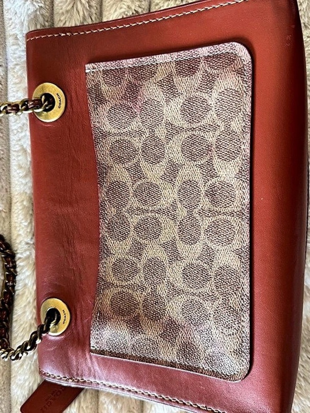 Coach Parker Shoulder Bag in Signature Canvas with Tea Rose Turnlock Signature - Picture 9 of 14
